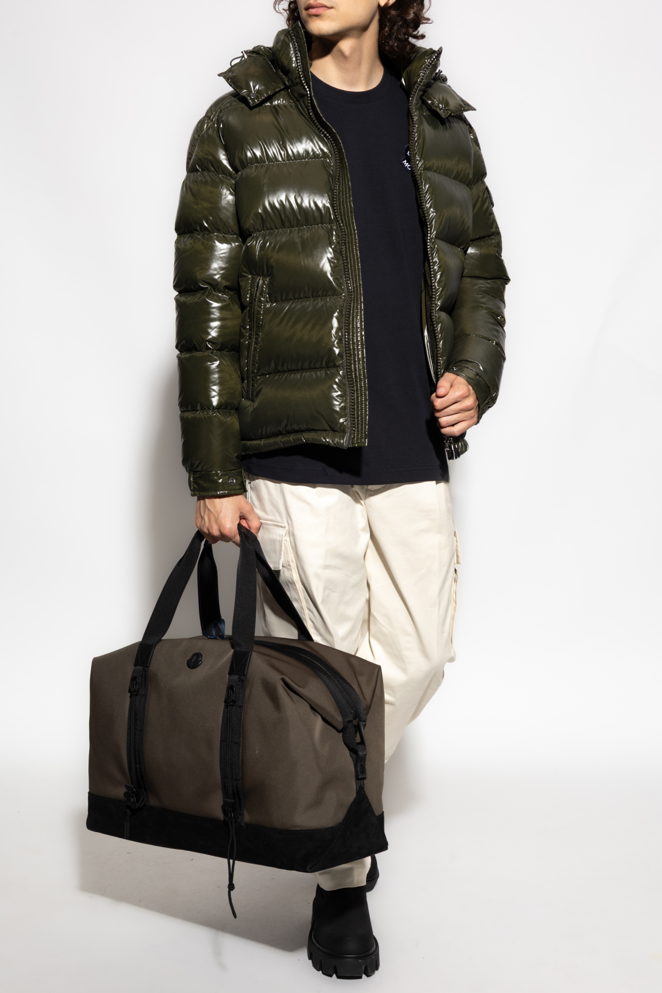 MONCLER タオルケット　黒・ベージュ ロゴ入り MONCLER タオルケット 黒・ベージュ ロゴ入り MONCLER